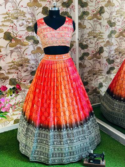 DN 5020 BY DVD DESIGNER CHINON SILK LEHENGA CHOLI WHOLESALER IN INDIA